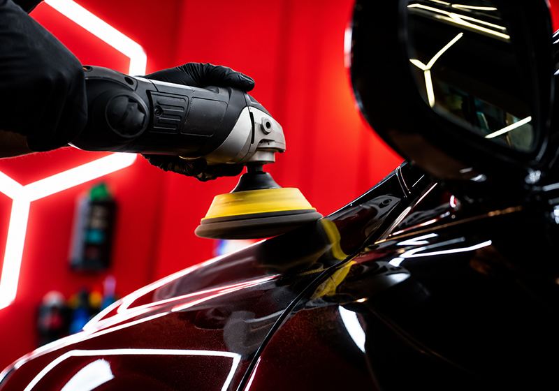 Machine polishing during paint correction